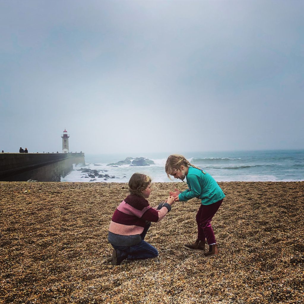 Children on beach at Foz do Douro