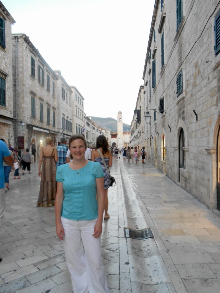 Jude on Stradun, the main pedestrianised thoroughfare in Dubrovnik old town.