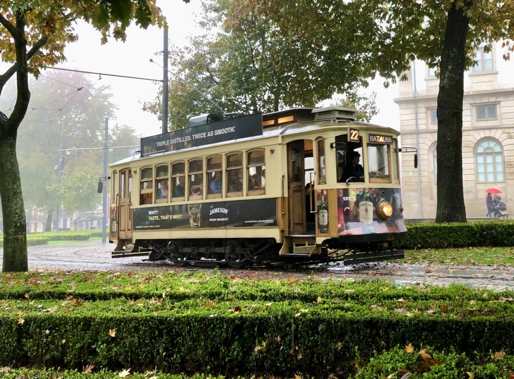 Vintage tram in Porto