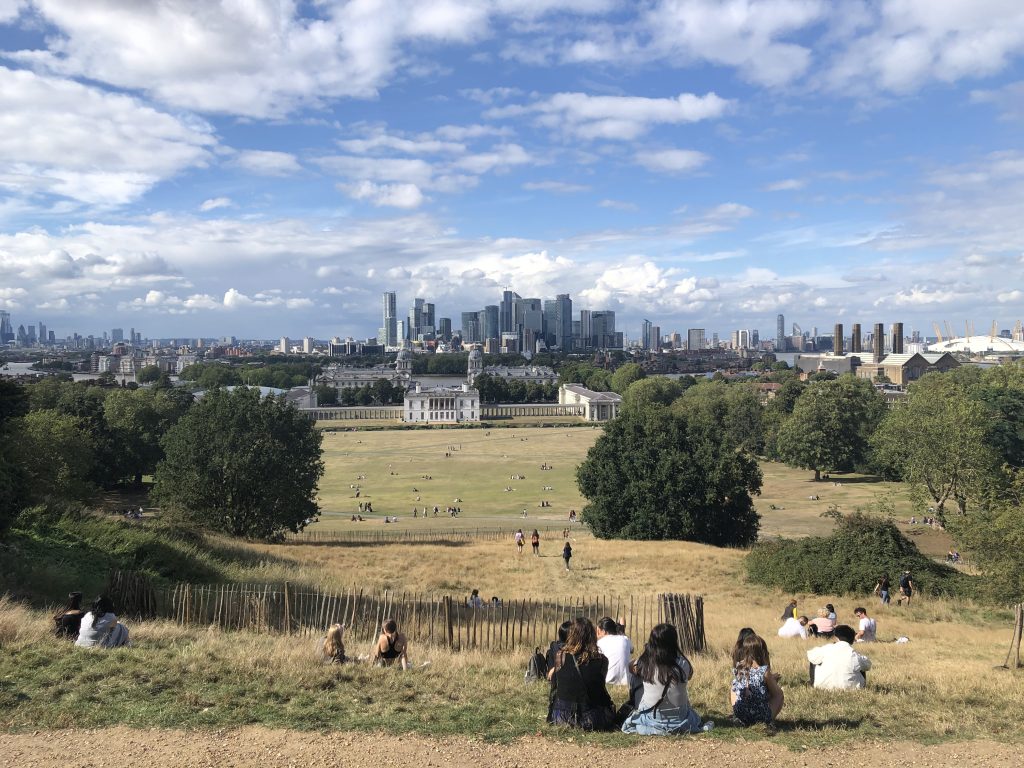View of London skyline from Greenwich park.