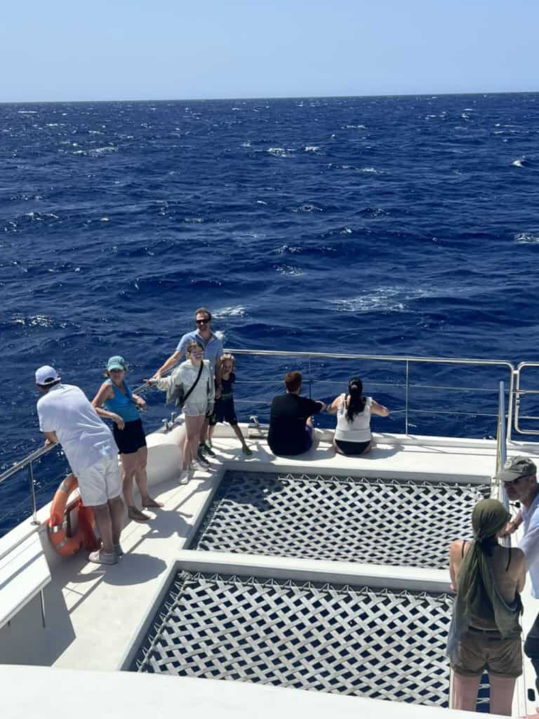 Family on the Eco Dolphin Catamaran boat trip from Funchal
