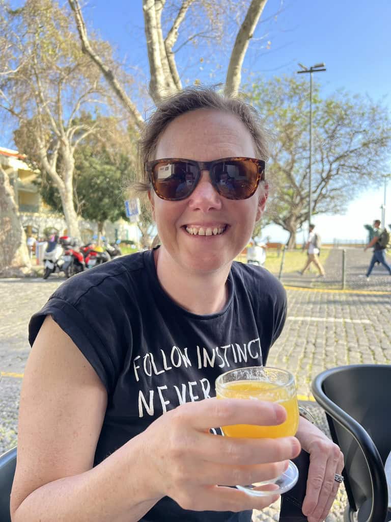 Jude enjoying poncha in a bar in Funchal, Madeira.