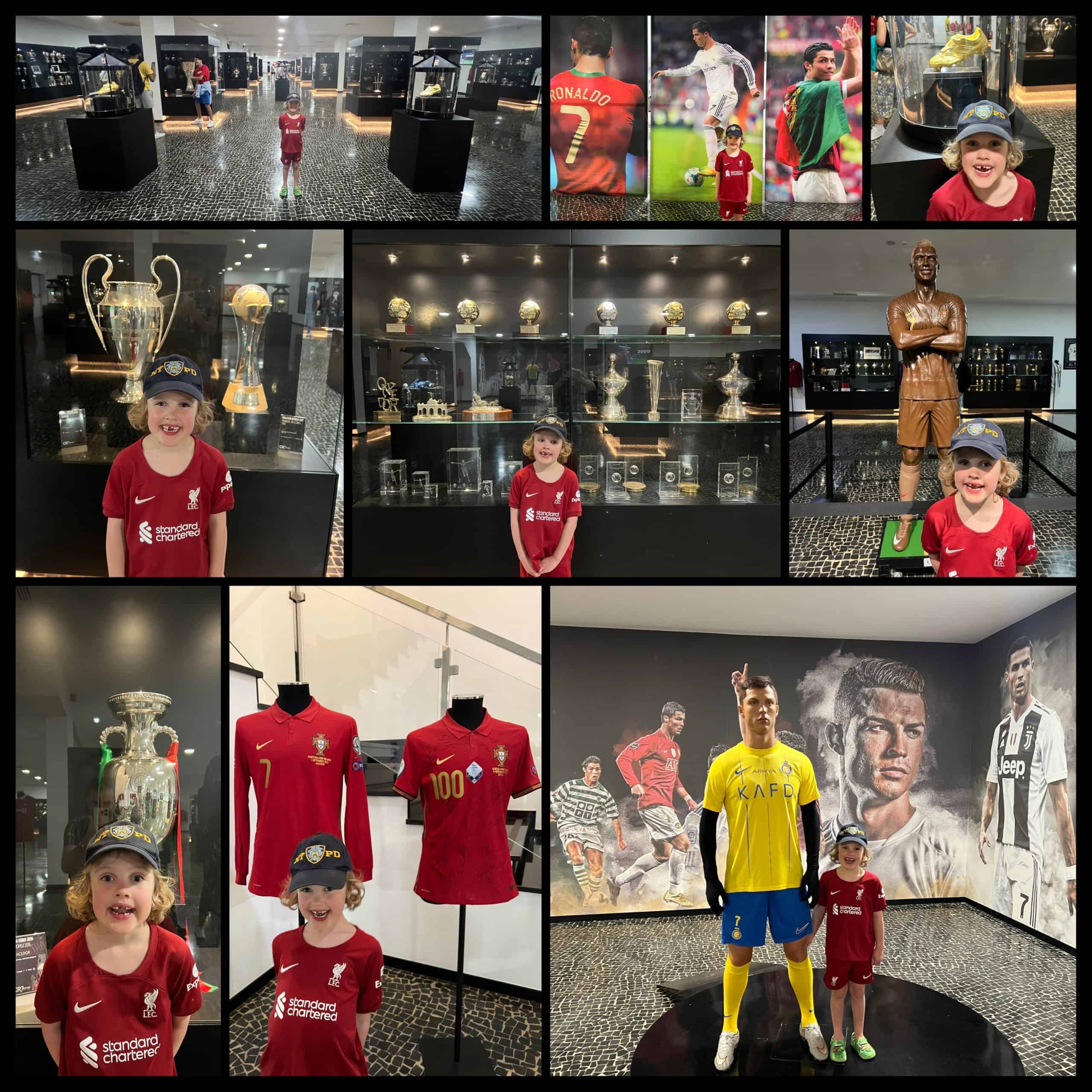 Posing with the trophies in the CR7 museum, Funchal