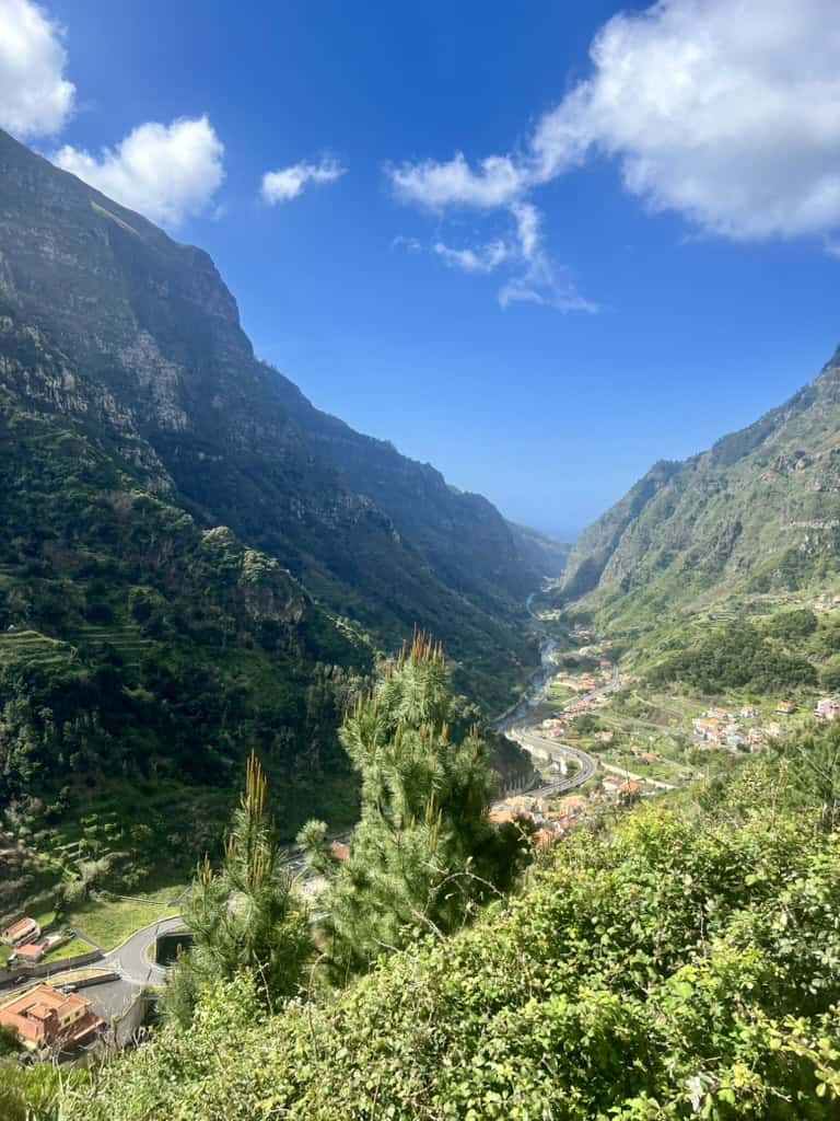 A road snaking through the inland mountains of Madeira.
