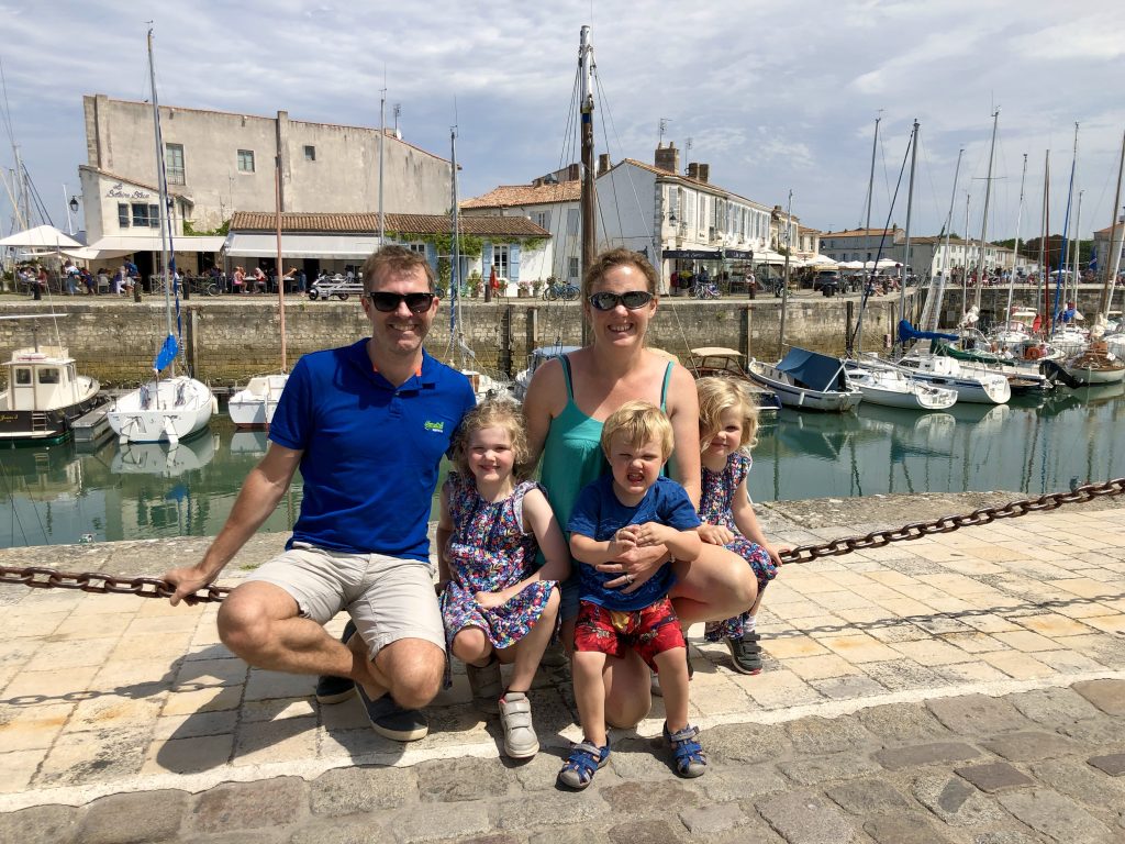 The family at the marina in Saint-Martin-de-Ré