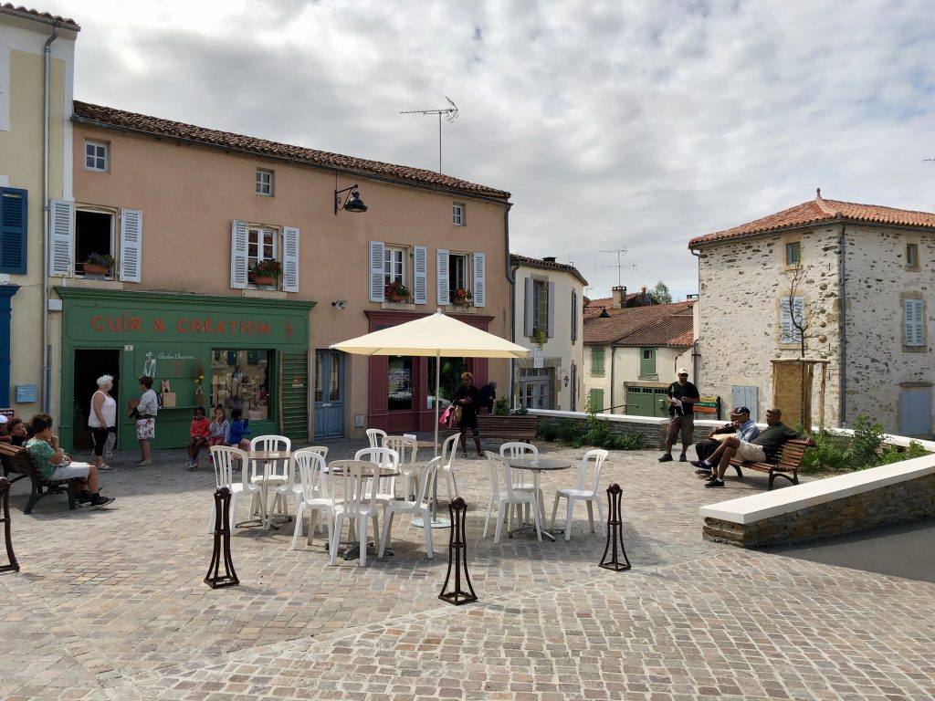 A small square in Vouvant, a town typical of those to be found around the Vendee.