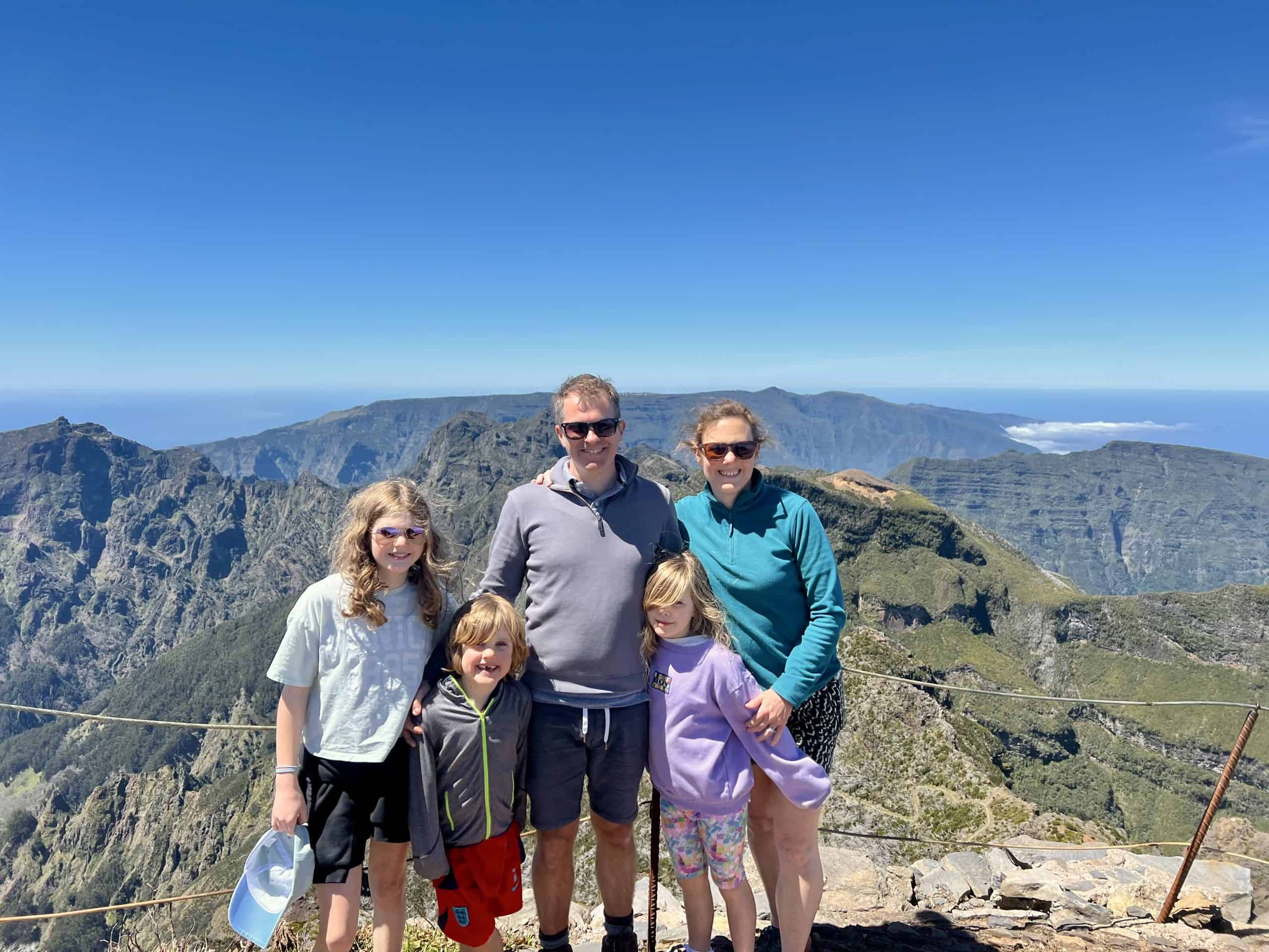 Family photo at the summit of Pico Ruvio
