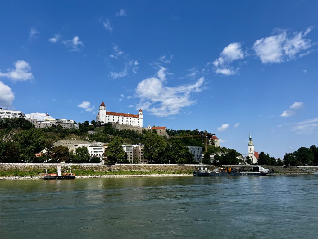 Arriving in Bratislava by boat on the Danube