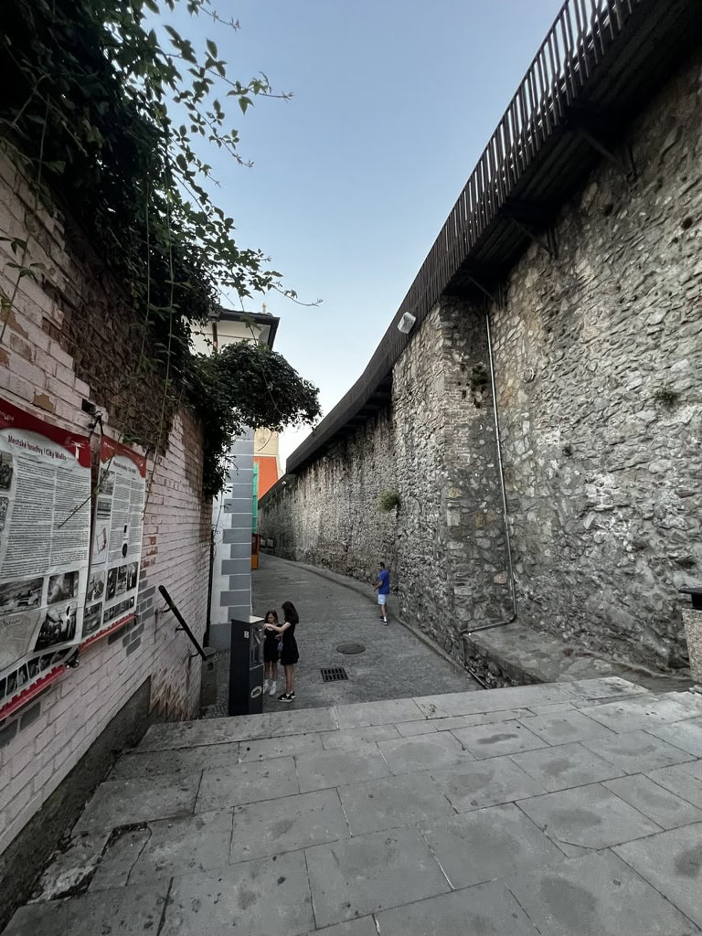 Walking around the city walls of Bratislava old town