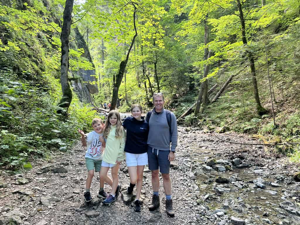 The family setting off on the Sucha Bela trail in Slovak Paradise National Park.