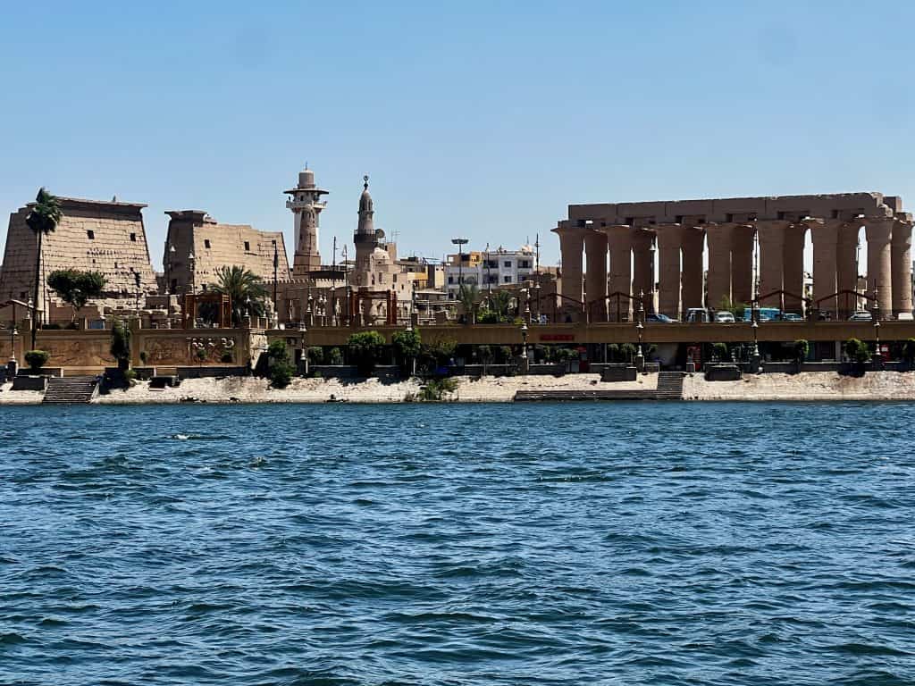 Luxor Temple onf the bank of the Nile in Egypt.