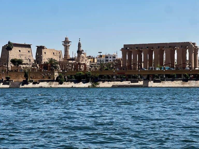 Luxor Temple onf the bank of the Nile in Egypt.